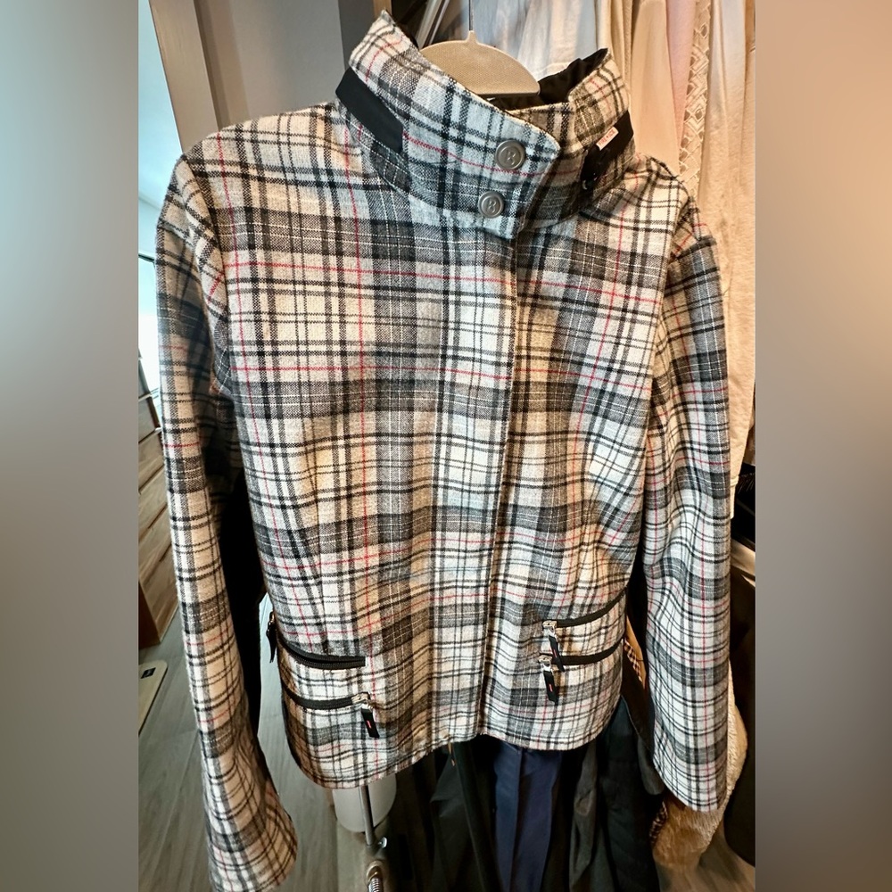 Bogner Fire and Ice Ski jacket - Women's Plaid Large- Black, Gray, White